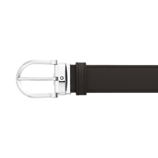 Horseshoe buckle black/brown 35 mm reversible leather belt