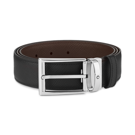 Black/brown 35 mm reversible leather belt