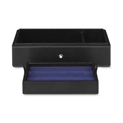Boîte de bureau en cuir pour trois instruments d’écriture et un encrier