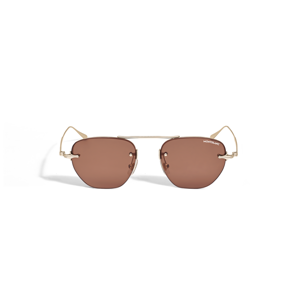 Oval Sunglasses with Gold-Coloured Metal Frame - 1