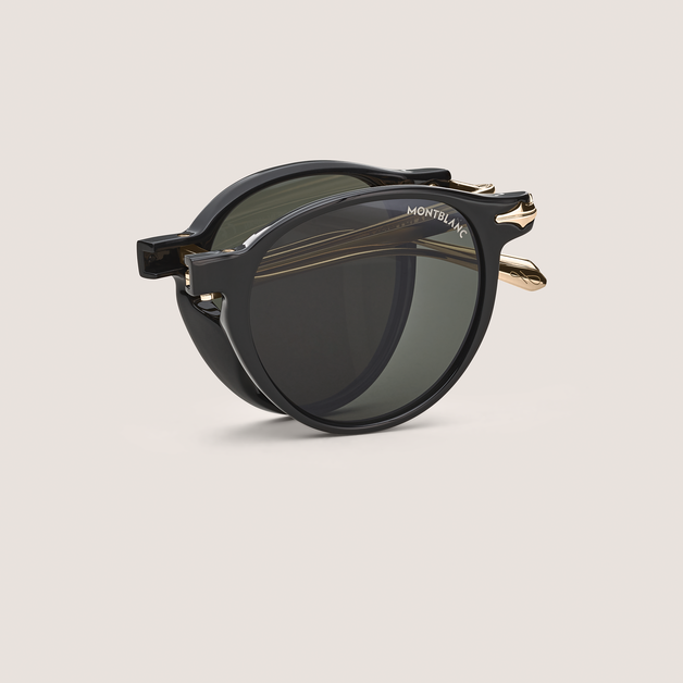 Oval Foldable Sunglasses with Black Injected Frame - 2