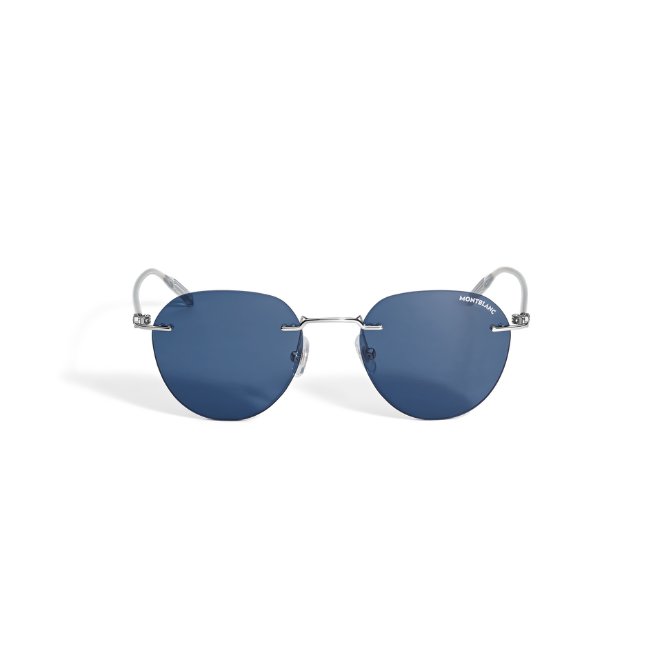 Round Sunglasses with Silver Col Metal Frame - 1
