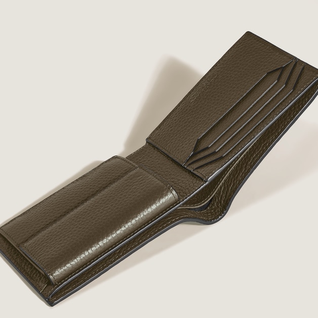 Portefeuille 4cc avec Porte-Monnaie en Cuir Grain&eacute; - 3