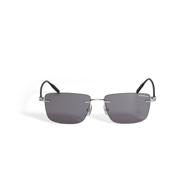 Lunettes de soleil rectangulaires &agrave; monture m&eacute;tallique argent&eacute;e - 1