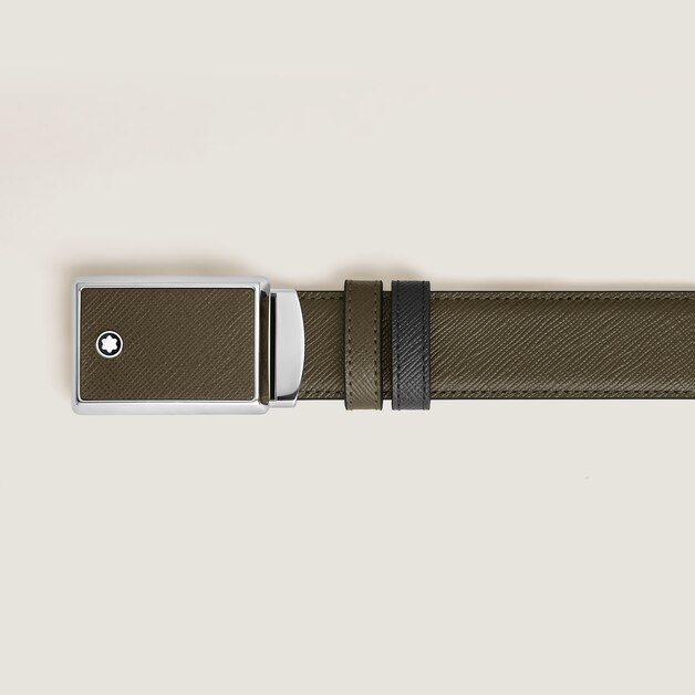 Marquetry Plate 30&nbsp;mm Reversible Belt in Sartorial Leather - 2