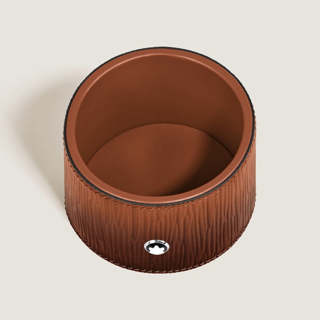 Medium Round Desk Tray in Corteccia Sfumato Leather - 2