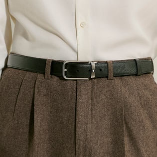 30 mm Reversible Belt in Sartorial Leather with Rectangular Buckle
