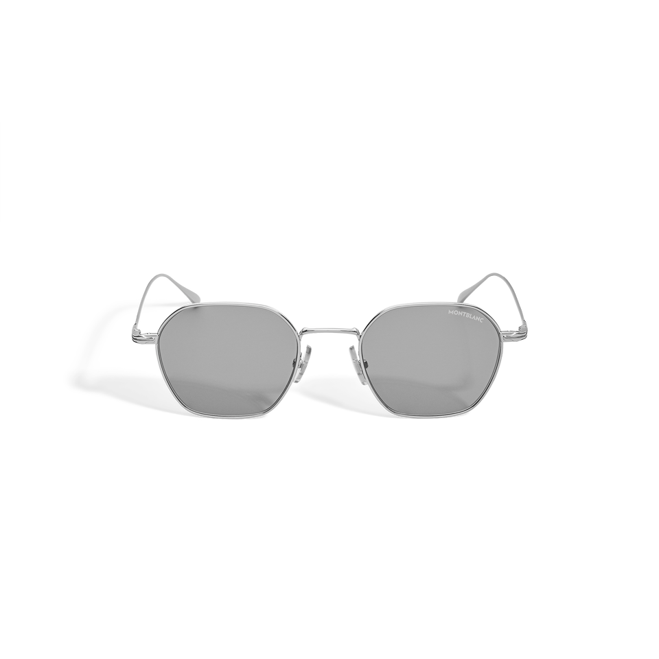 Round Sunglasses with Silver-Coloured Metal Frame - 1