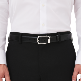 Horseshoe buckle black/brown 30 mm reversible leather belt