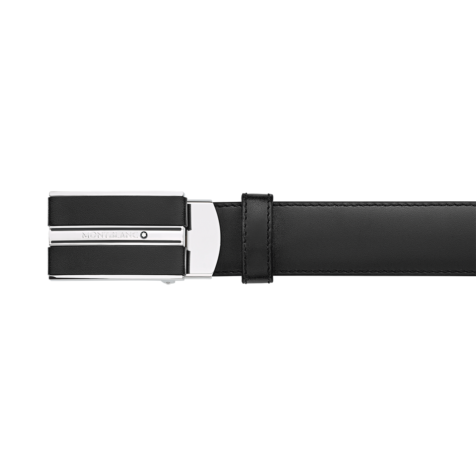 Black 30 mm leather belt - 2