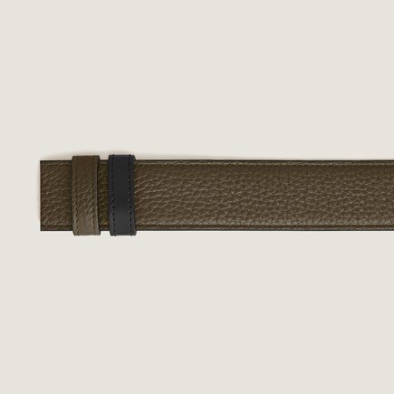 Ceinture en cuir r&eacute;versible 35 mm grain kaki/noir Meisterst&uuml;ck