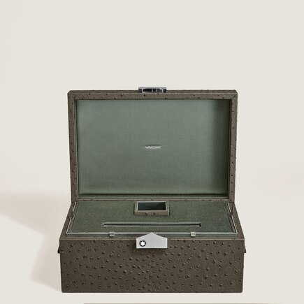 Writing Instruments Collector Box, Ostrich-Embossed Leather, Khaki