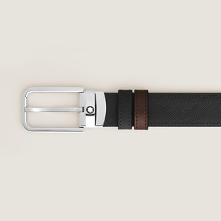 30 mm Reversible Belt in Sartorial Leather with Rectangular Buckle
