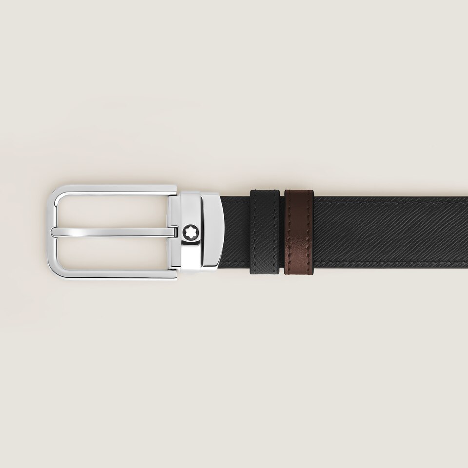 30 mm Reversible Belt in Sartorial Leather with Rectangular Buckle - 3