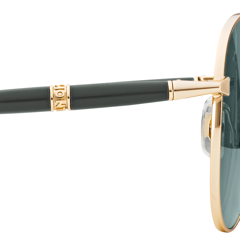 Squared Sunglasses with Gold-Coloured Metal Frame - 4