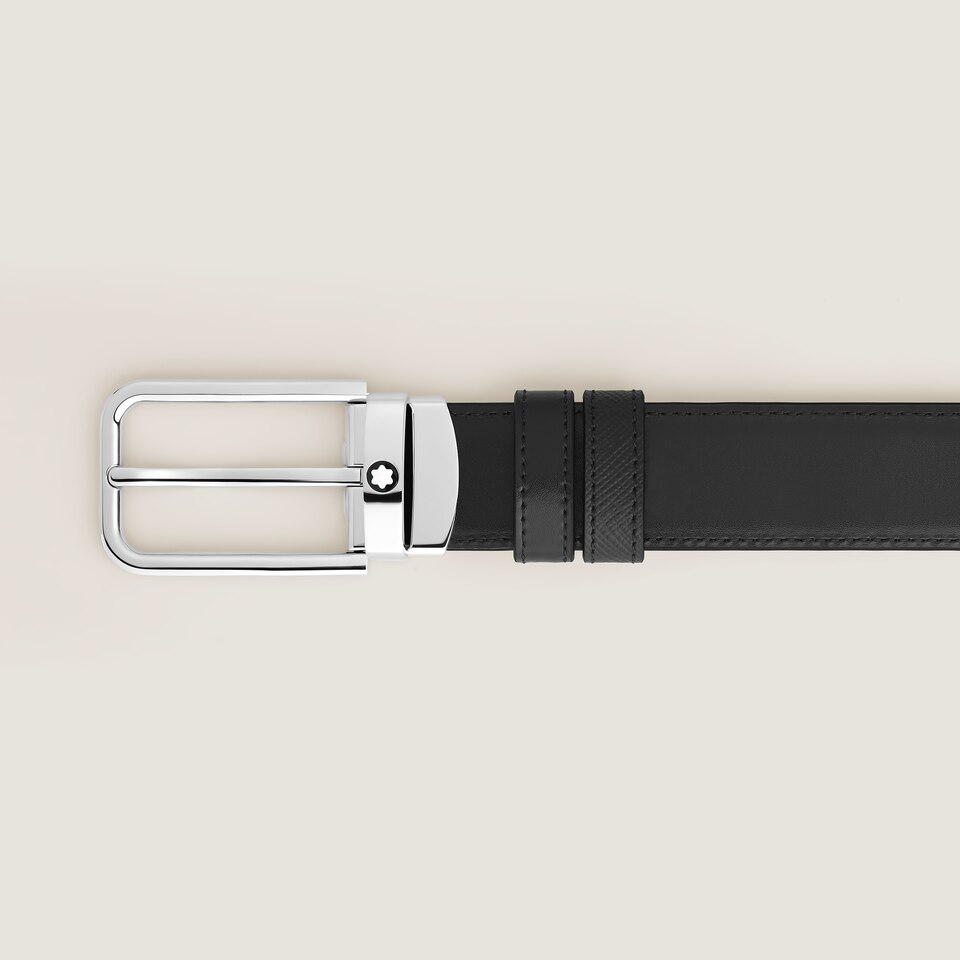 30 mm Reversible Belt in Sartorial Leather with Rectangular Buckle - 4