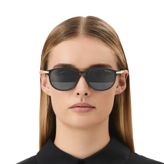 Lunettes de Soleil Carr&eacute;es avec Monture en Ac&eacute;tate Noire - 3