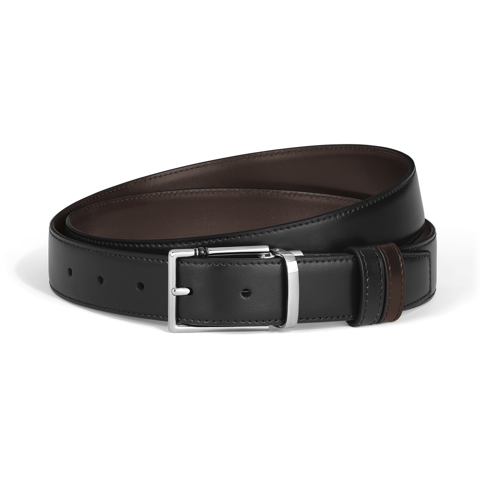30 mm Reversible Belt in Leather with Rectangular Meisterst&uuml;ck Buckle - 1