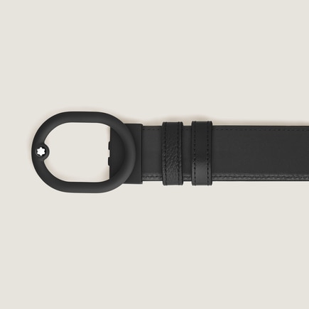 L'Ovale Buckle Black/Black 35&nbsp;mm Reversible Leather Belt