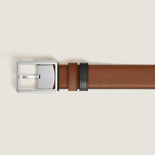30 mm Reversible Belt in Sartorial Leather with Rectangular Buckle