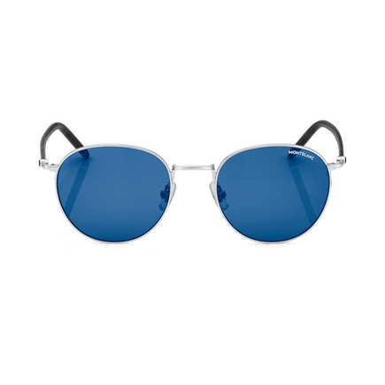 Round Sunglasses with Ruthenium-Colored Metal Frame