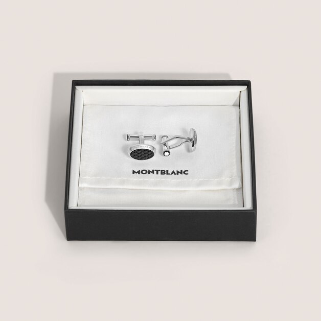 Meisterstück Oval Cufflinks with Geometric Lacquer Inlay - 3