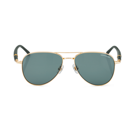 Squared Sunglasses with Gold-Coloured Metal Frame