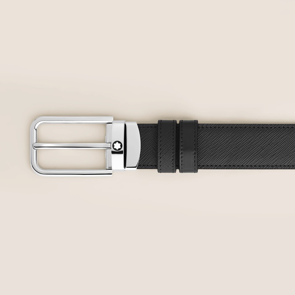 30 mm Reversible Belt in Sartorial Leather with Rectangular Buckle - 3