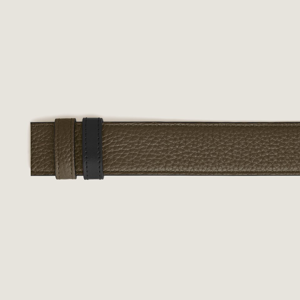 Khaki grain/black Meisterst&uuml;ck 35mm reversible leather strap - 3