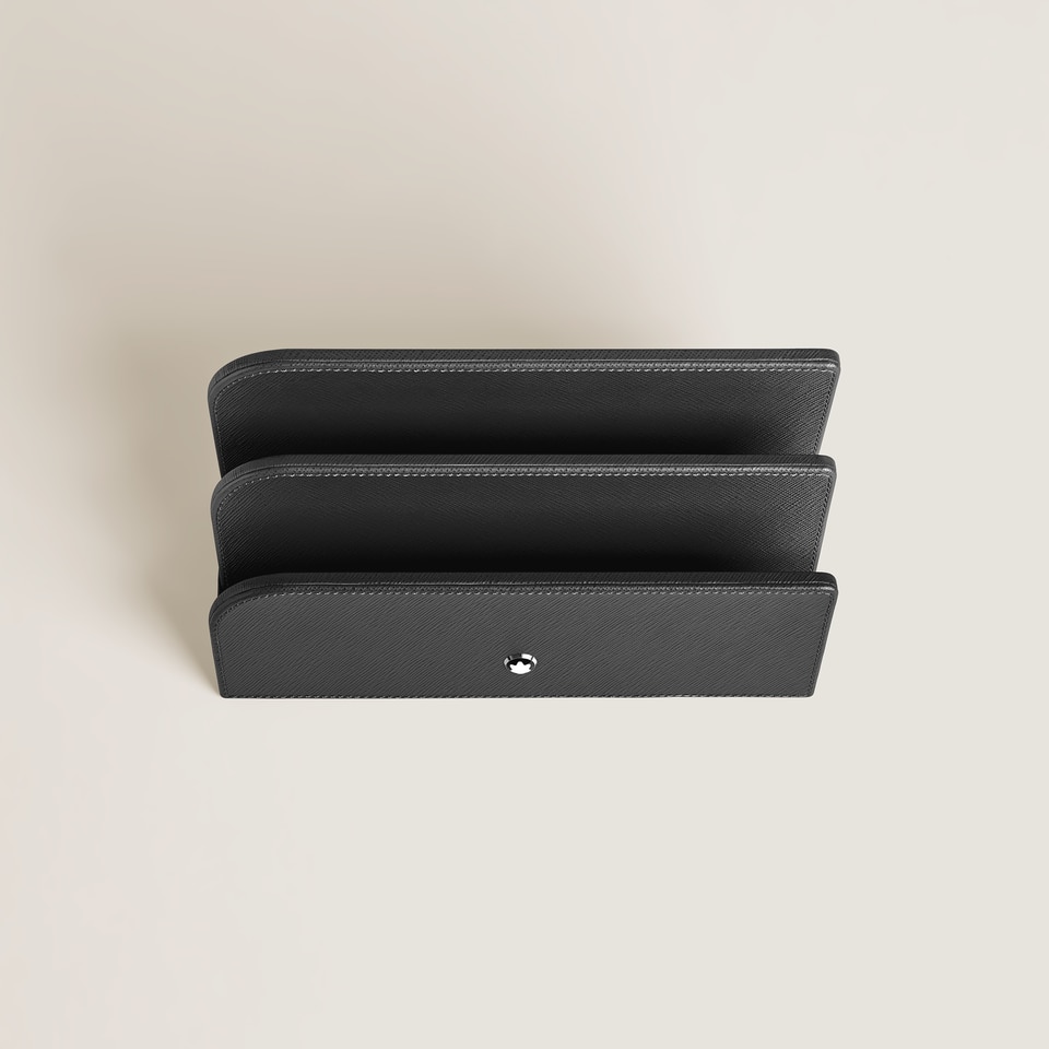 Letter Rack, Saffiano Leather, Black - 3