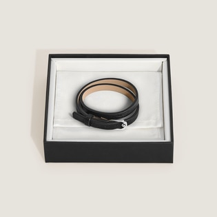 Horseshoe Buckle Adjustable Bracelet in Grain Leather