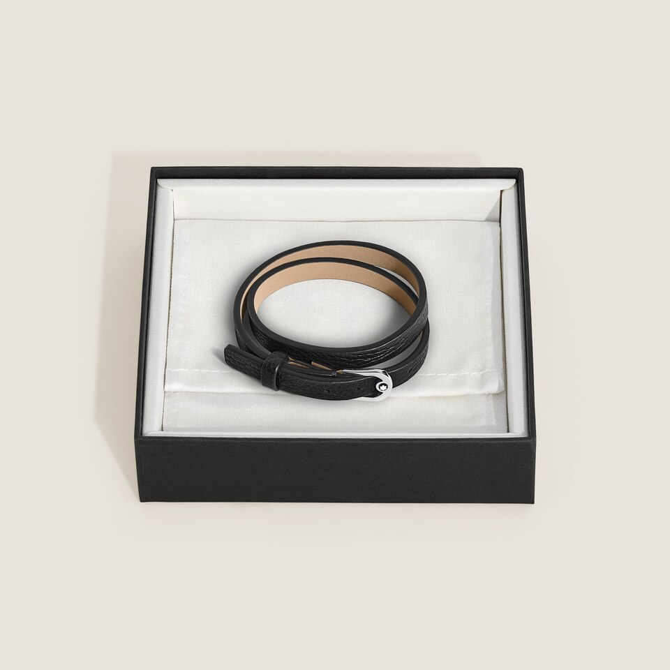 Horseshoe Buckle Adjustable Bracelet in Grain Leather - 3