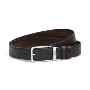 30 mm Reversible Belt in Sartorial Leather with Rectangular Buckle