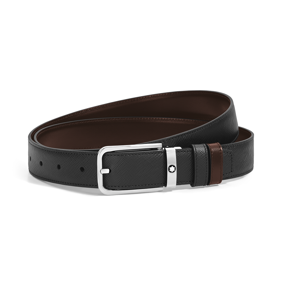30 mm Reversible Belt in Sartorial Leather with Rectangular Buckle - 1