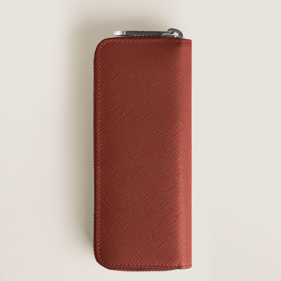 2 Pen Pouch with zip in Sartorial Leather - 4