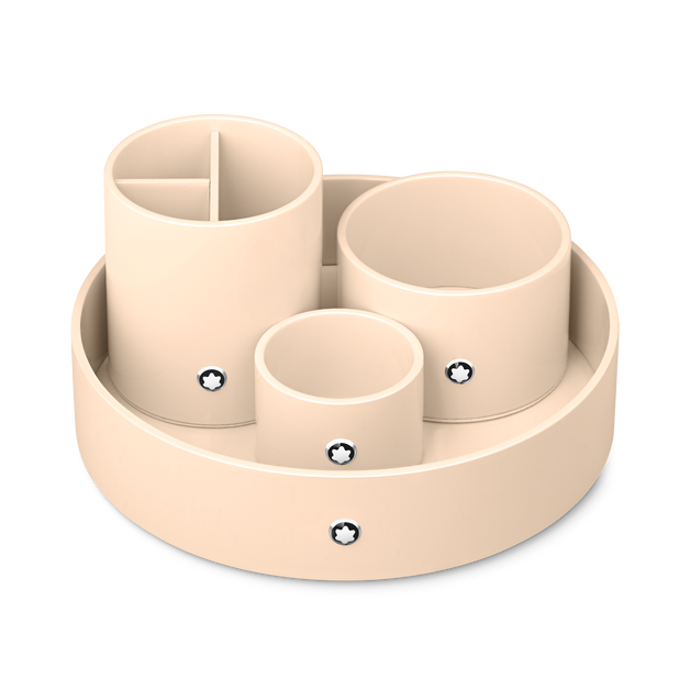 Round Pen Holder in Ivory Colored Lacquer Wood  - 2