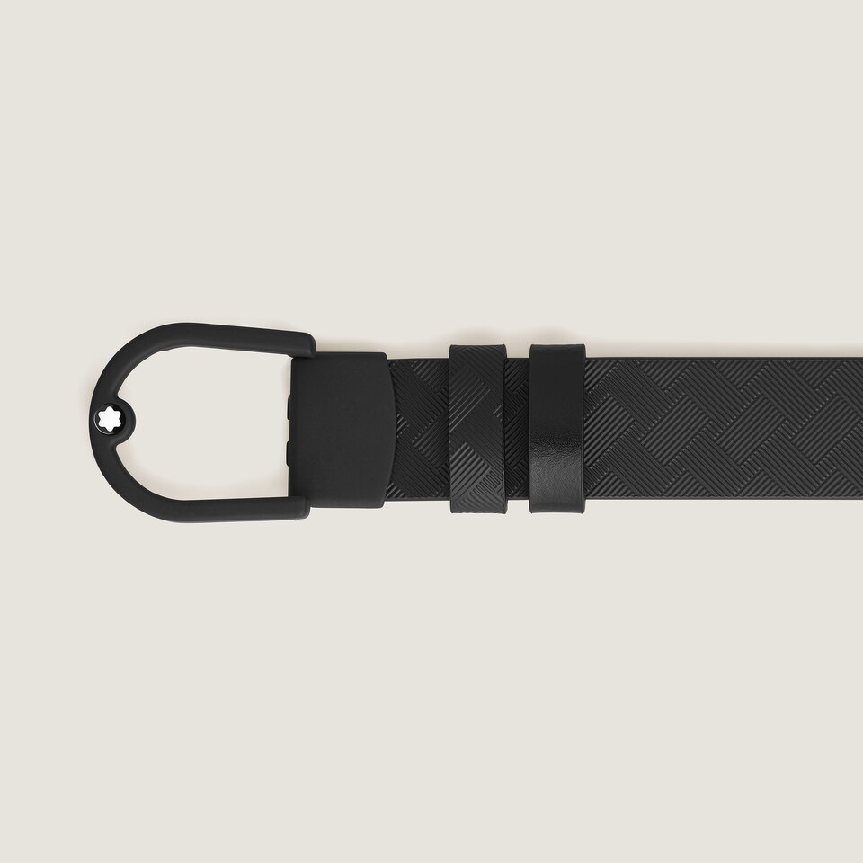 Horseshoe light buckle black/black 30mm reversible leather belt - 2
