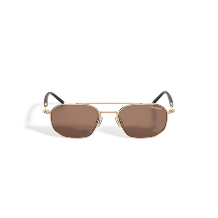 Squared Sunglasses with Gold-Coloured Metal Frame