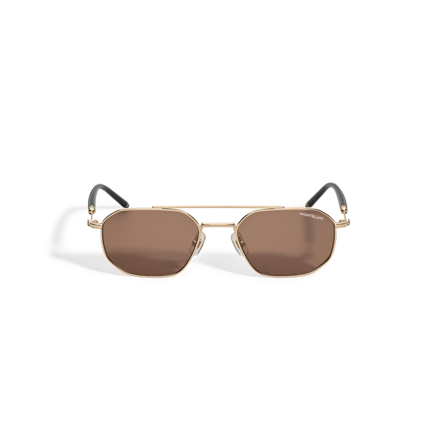 Squared Sunglasses with Gold-Coloured Metal Frame - 1