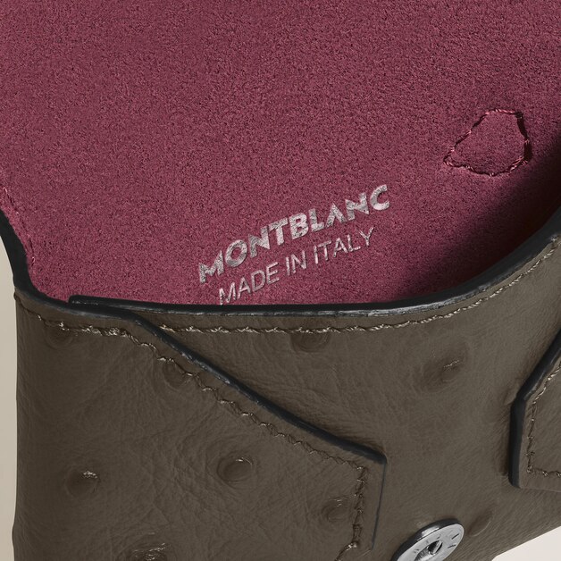 Nib Card Holder with Handle in Ostrich-Embossed Leather - 3