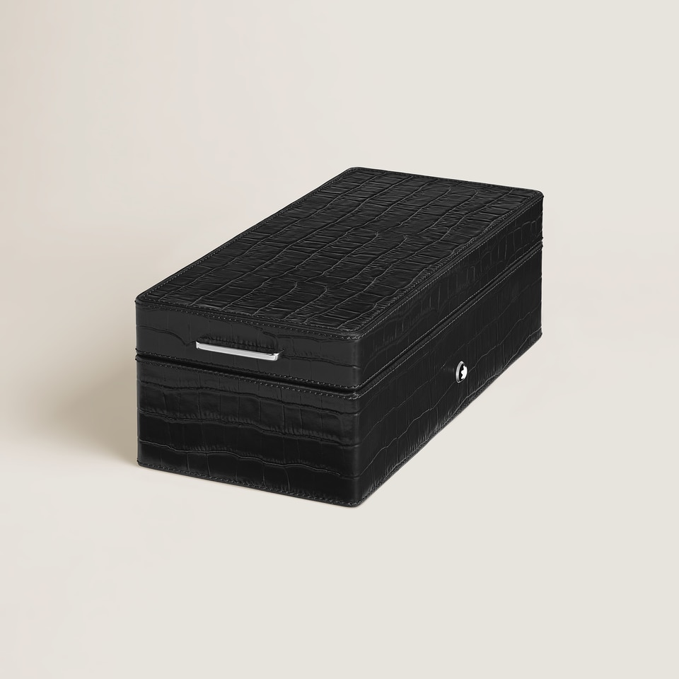 Pen Box, Croco-Embossed Leather, Black - 2