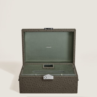 Writing Instruments Collector Box in Ostrich-Embossed Leather