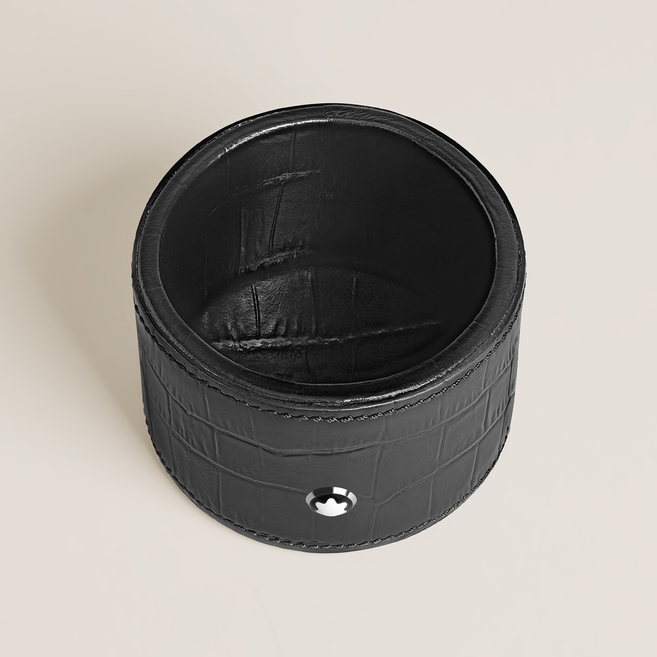 Desk Tray Medium, Croco-Embossed Leather, Black - 2