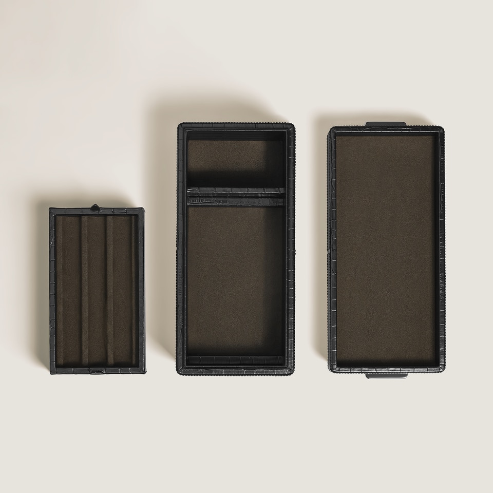 Pen Box, Croco-Embossed Leather, Black - 4