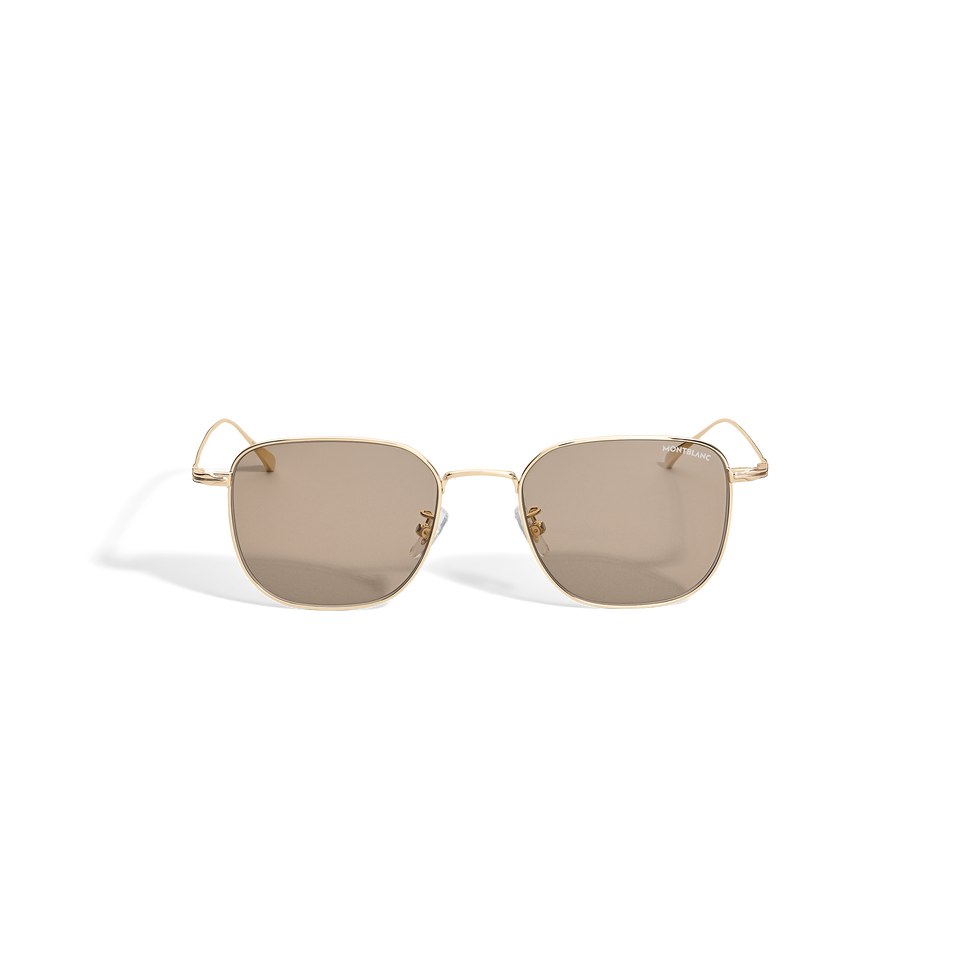 Squared Sunglasses with Gold-Coloured Metal Frame - 1