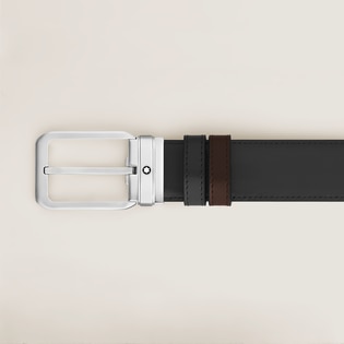 35 mm Reversible Belt in Meisterst&uuml;ck Leather with Rectangular Buckle
