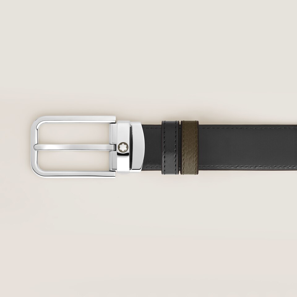30 mm Reversible Belt in Grain Leather with Rectangular Buckle - 3