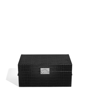 Watches Collector Box, Croco-Embossed Leather, Black