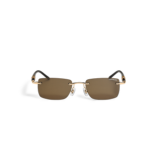 Rectangular Sunglasses with Gold-Coloured Metal Frame