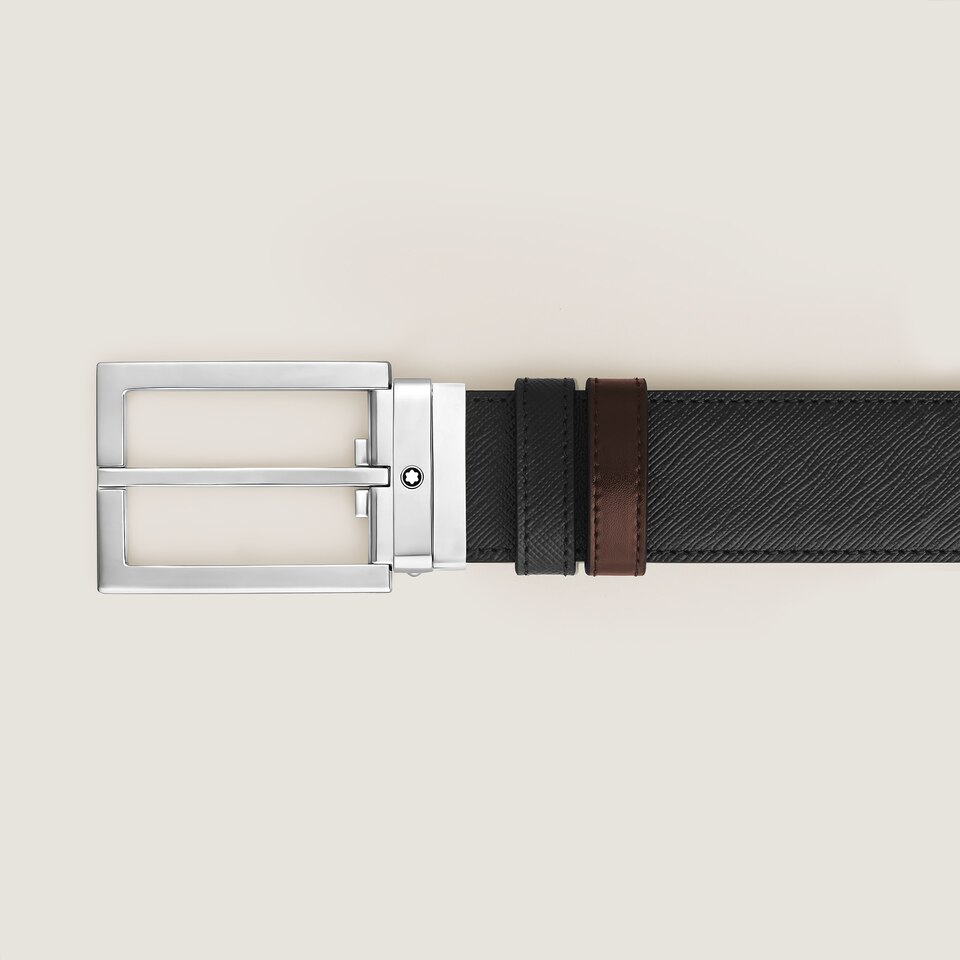 35 mm Reversible Belt in Sartorial Leather with Rectangular Buckle - 3